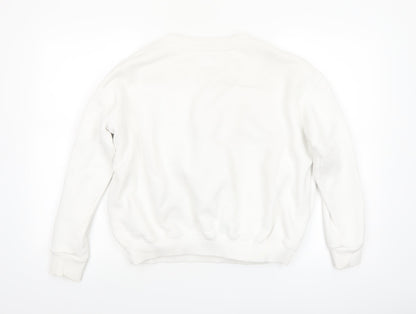 Tommy Jeans Women White XS Pullover Sweatshirt Cotton Crew Neck