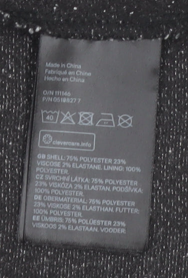 H&M Divided Women’s Grey Herringbone Coatigan Size 6 Longline Open Front