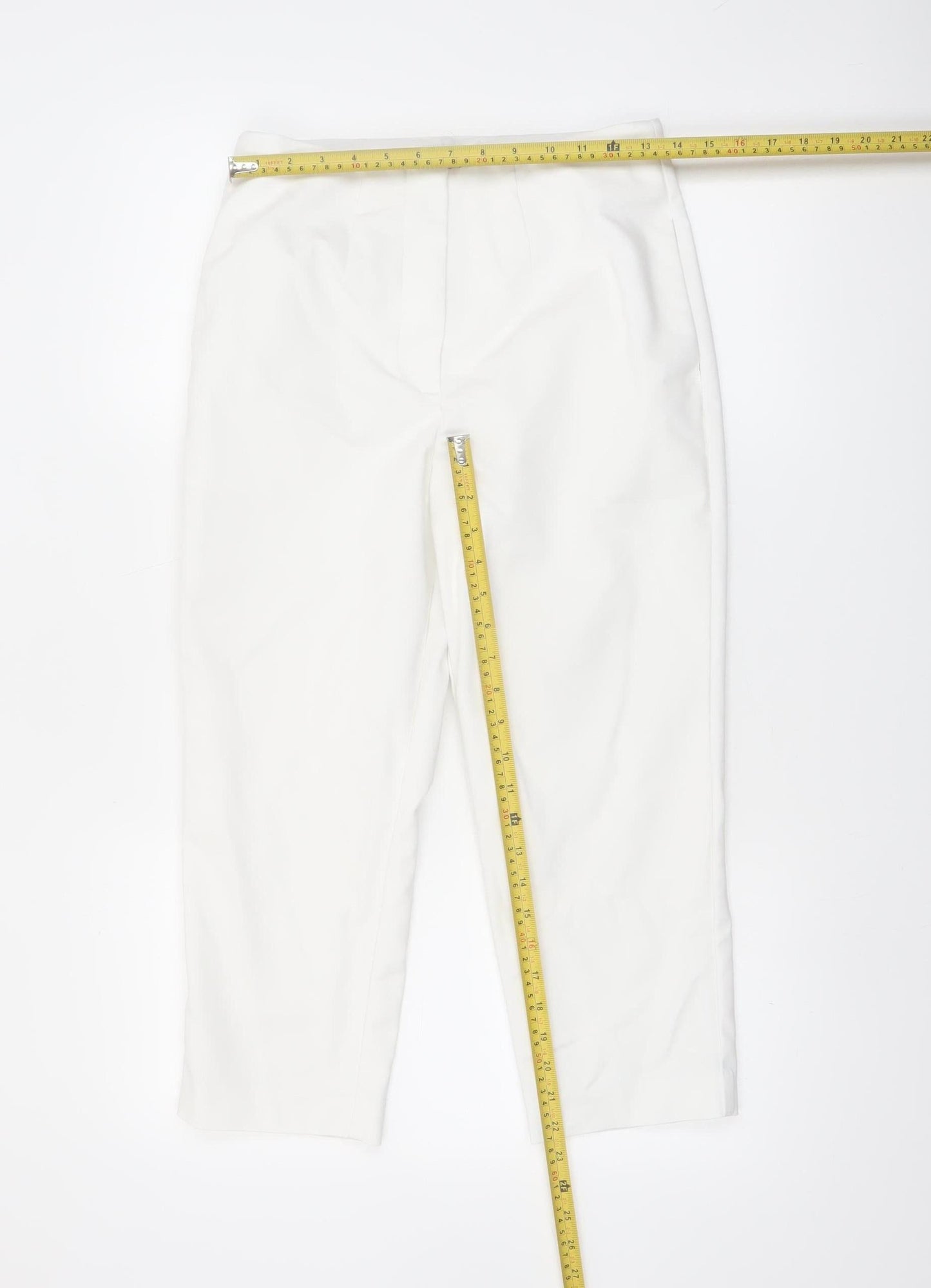 Marks and Spencer Women White Size 10 Regular Ankle Trousers