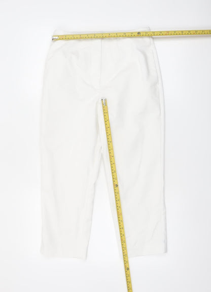 Marks and Spencer Women White Size 10 Regular Ankle Trousers