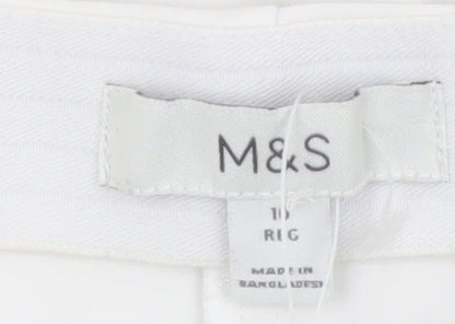 Marks and Spencer Women White Size 10 Regular Ankle Trousers