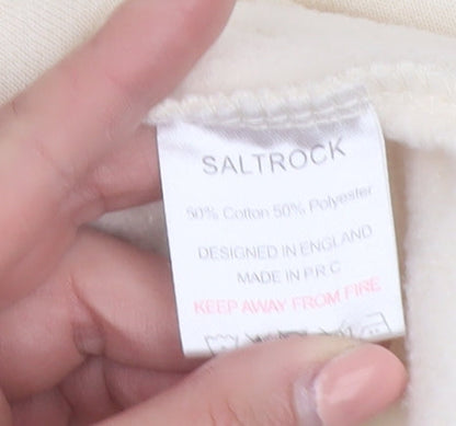 Saltrock Women Beige Hooded Pullover Hoodie Size 16 Cotton Blend