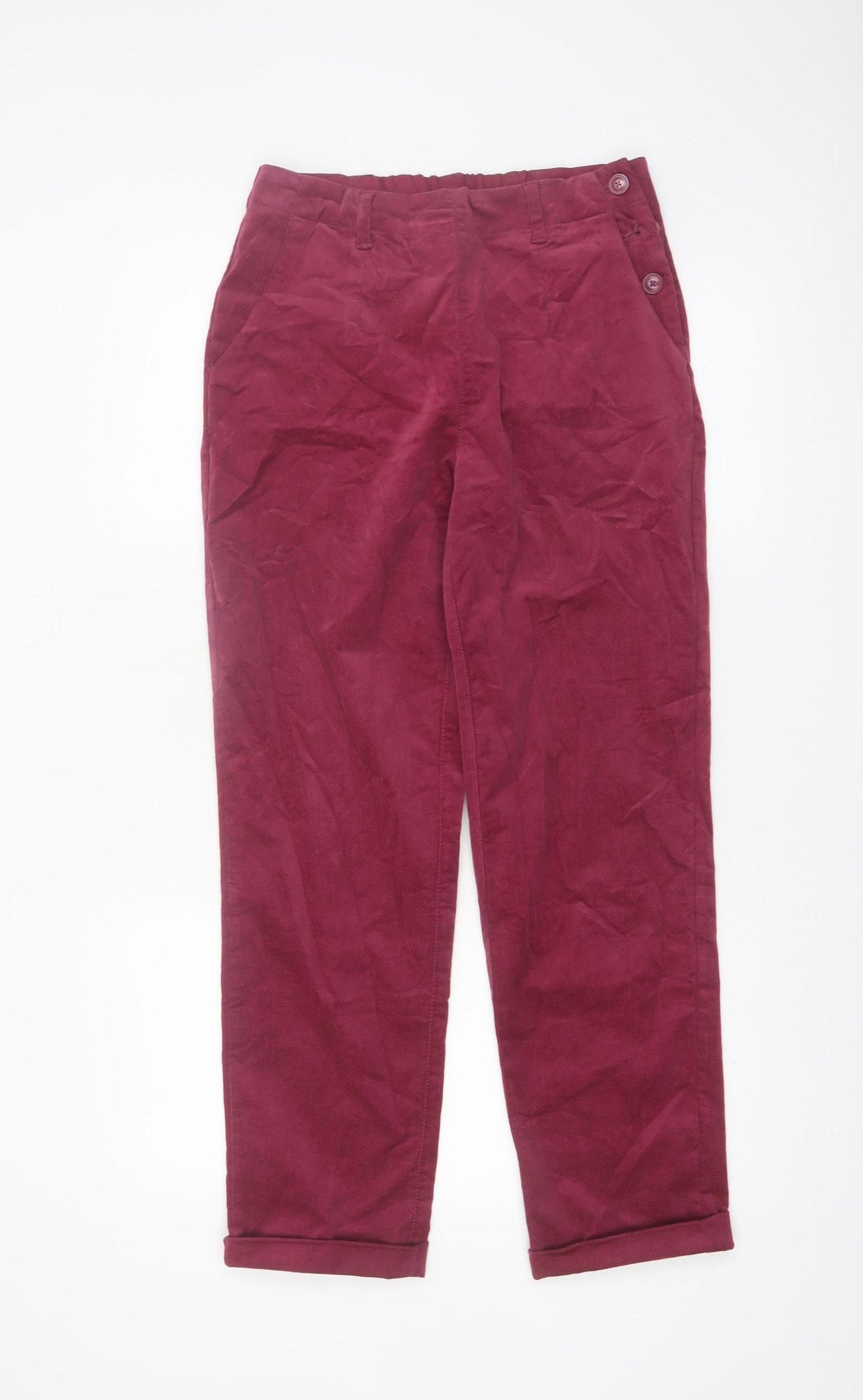 Seasalt Cornwall Women's Burgundy Cropped Trousers UK 8 Organic Cotton