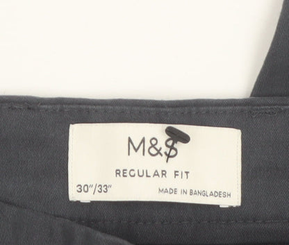 Marks and Spencer Men's Black Regular Fit Chino Trousers 30/33