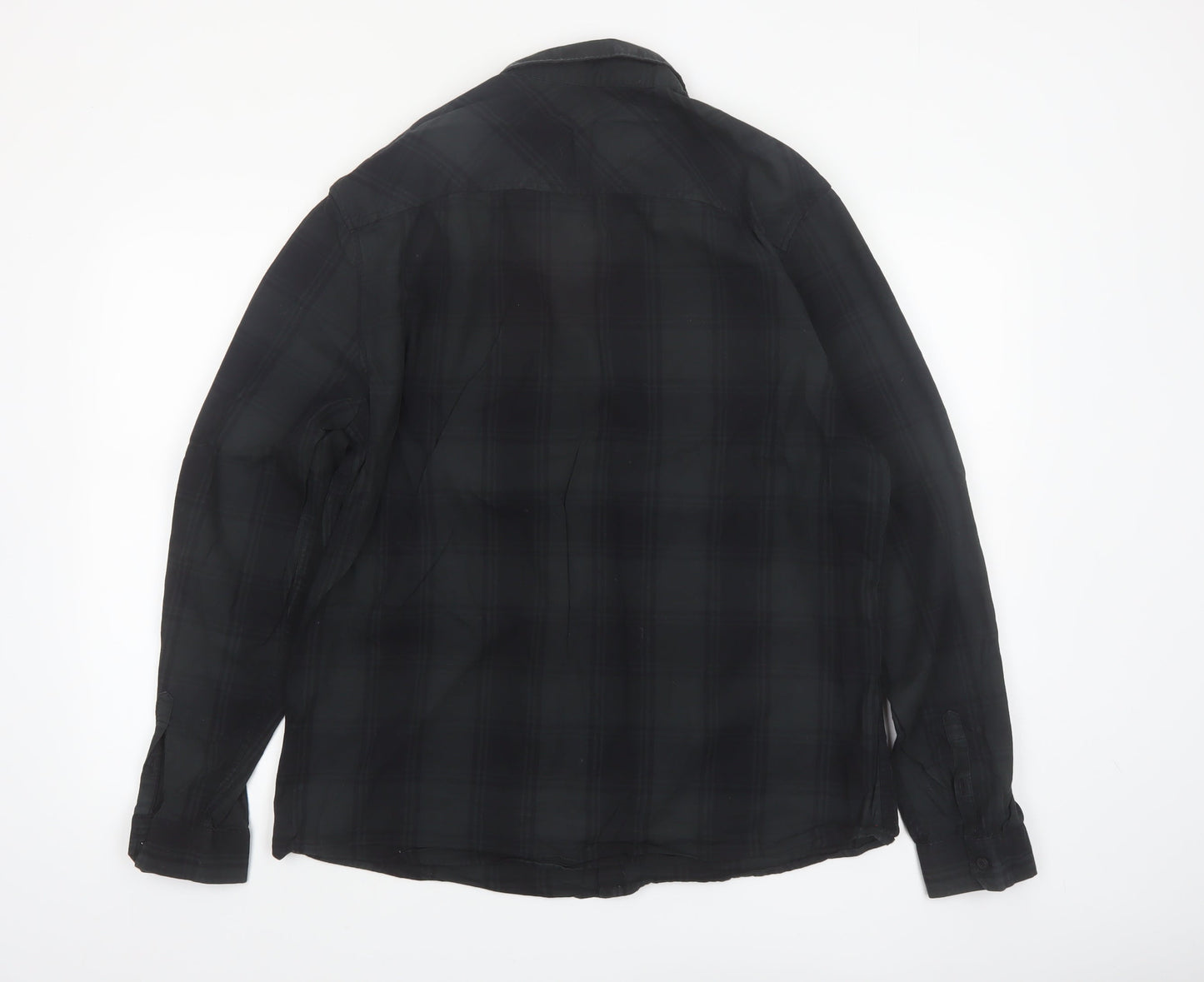 Label Lab Men's Black Checked Cotton Button-Up Shirt XL