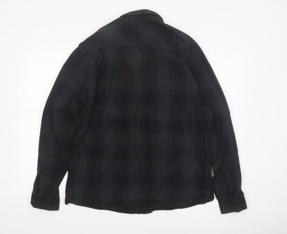 Label Lab Men's Black Checked Cotton Button-Up Shirt XL