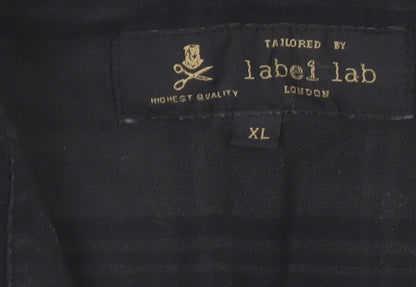 Label Lab Men's Black Checked Cotton Button-Up Shirt XL