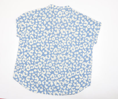 Yours Women’s Blue Animal Print Tunic Blouse Size 22 Short Sleeve