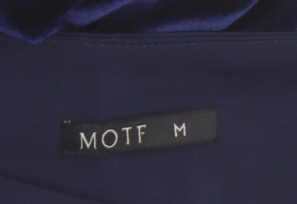 MOTF Women's Blue Velvet Stretch Trousers Size M Regular Fit