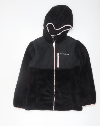 DKNY Jeans Women's Black Full Zip Hooded Sweatshirt Size L