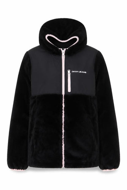 DKNY Jeans Women's Black Full Zip Hooded Sweatshirt Size L