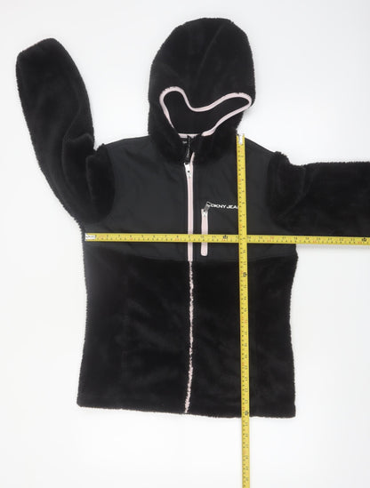 DKNY Jeans Women's Black Full Zip Hooded Sweatshirt Size L