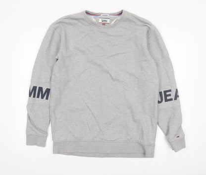 Tommy Jeans Men's Grey Logo Sweatshirt M Pullover Crew Neck