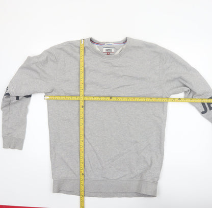 Tommy Jeans Men's Grey Logo Sweatshirt M Pullover Crew Neck