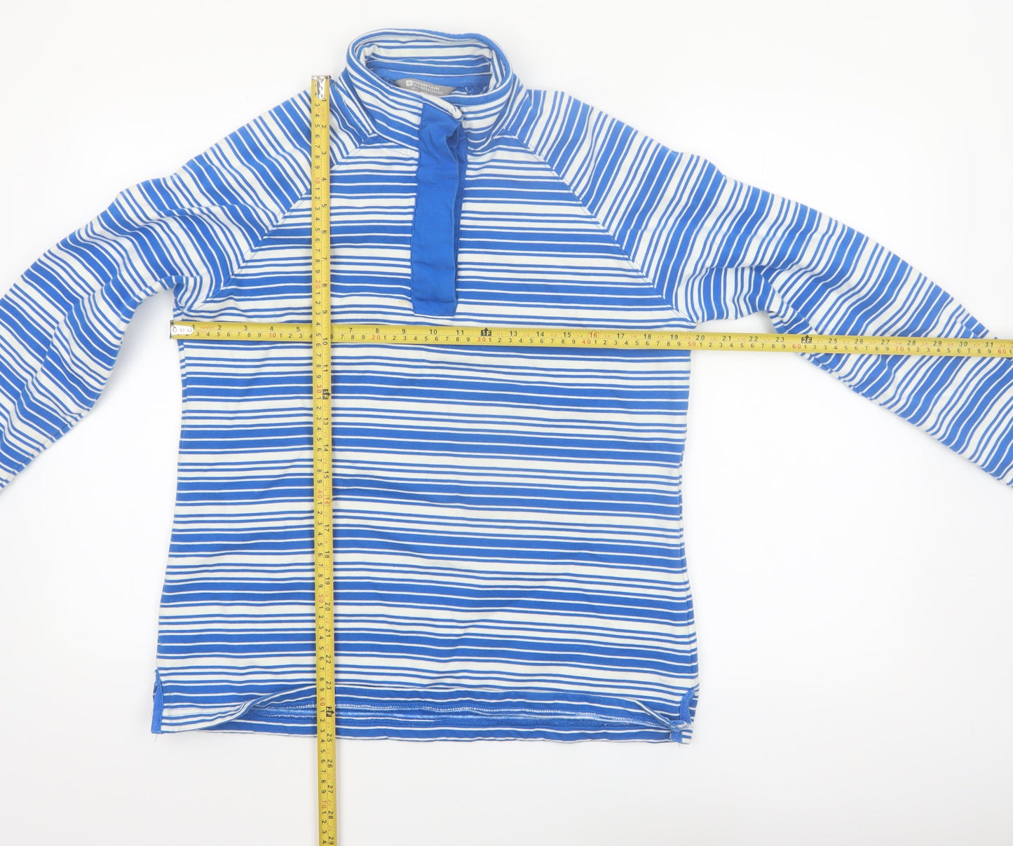 Mountain Warehouse Womens Blue Striped Henley Sweatshirt UK 12 Cotton