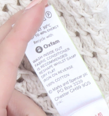 Marks and Spencer Women Ivory Open-Knit Cotton Cardigan UK 14