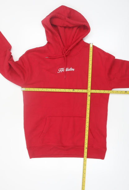Hollister Men’s Red Pullover Hoodie Small Fleece Logo Sweatshirt