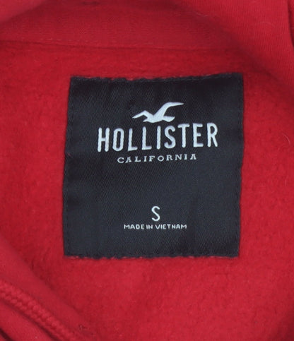 Hollister Men’s Red Pullover Hoodie Small Fleece Logo Sweatshirt