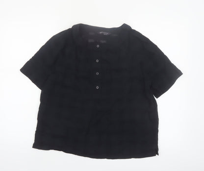 Marks and Spencer Womens Black Cotton Short Sleeve Blouse Size 10