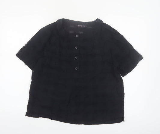 Marks and Spencer Womens Black Cotton Short Sleeve Blouse Size 10