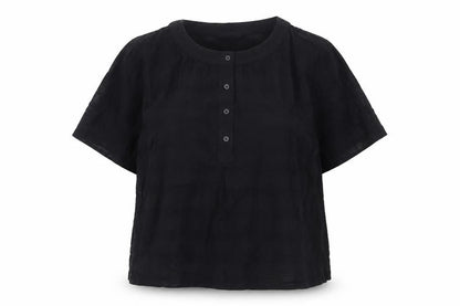 Marks & Spencer Womens Black Cotton Short Sleeve Blouse Size 10