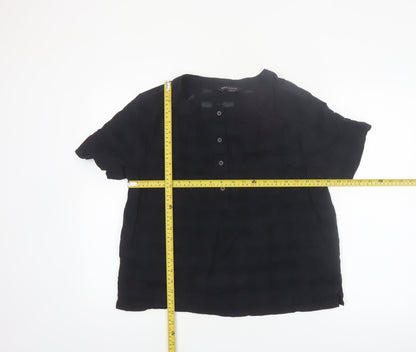 Marks and Spencer Womens Black Cotton Short Sleeve Blouse Size 10