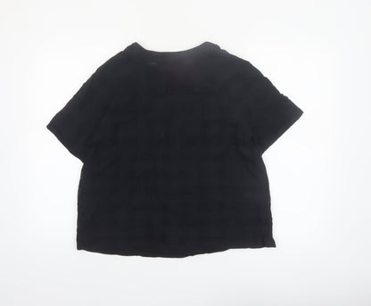Marks and Spencer Womens Black Cotton Short Sleeve Blouse Size 10