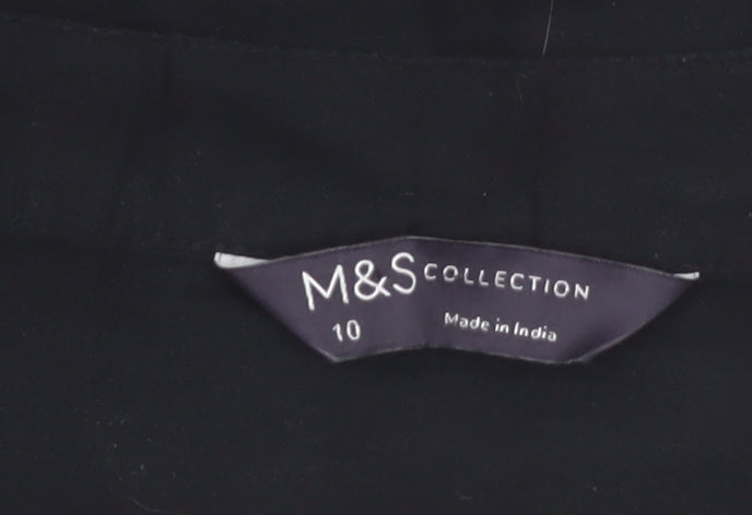 Marks and Spencer Womens Black Cotton Short Sleeve Blouse Size 10