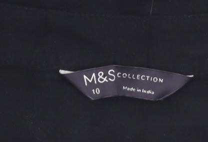 Marks and Spencer Womens Black Cotton Short Sleeve Blouse Size 10