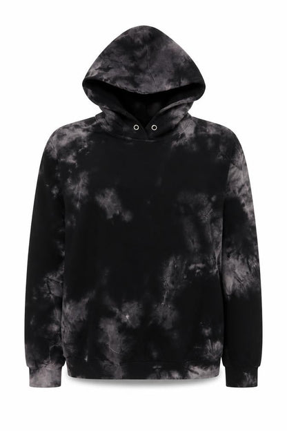Boohoo Womens Black Tie-Dye Pullover Hoodie UK 6 Cotton Blend