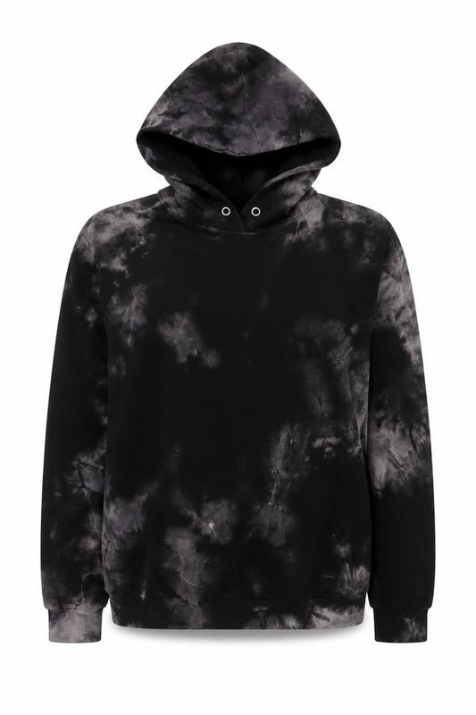 Boohoo Womens Black Tie-Dye Pullover Hoodie UK 6 Cotton Blend