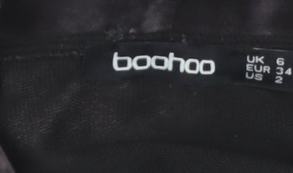Boohoo Womens Black Tie-Dye Pullover Hoodie UK 6 Cotton Blend