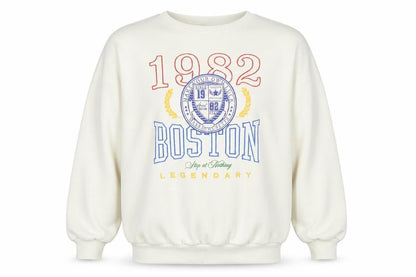 Bershka Men's White Boston 1982 Graphic Sweatshirt Size M