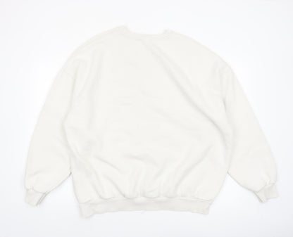 Bershka Men's White Boston 1982 Graphic Sweatshirt Size M