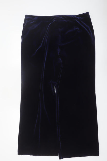 Tu Women’s Blue Velvet Wide-Leg Trousers Size 18 Regular