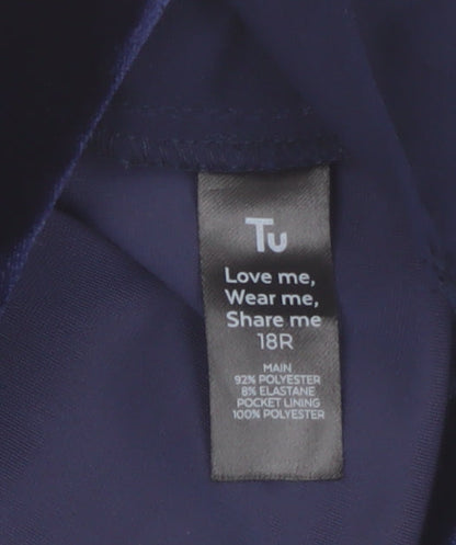 Tu Women’s Blue Velvet Wide-Leg Trousers Size 18 Regular