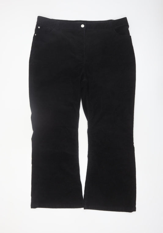 Next Women’s Black Corduroy Straight Leg Trousers Size 18 Slim