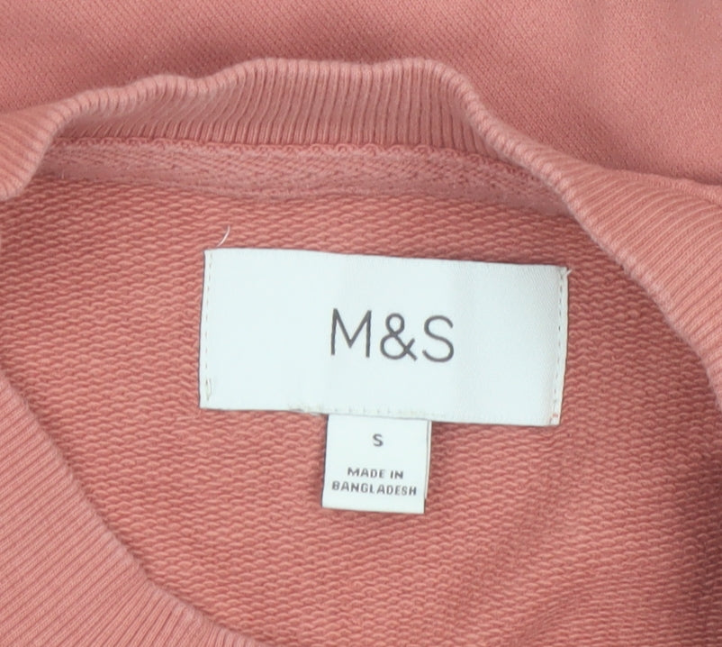 Marks and Spencer Womens Pink Cotton Pullover Sweatshirt Size S