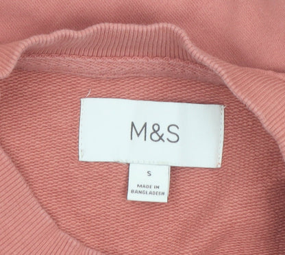 Marks and Spencer Womens Pink Cotton Pullover Sweatshirt Size S