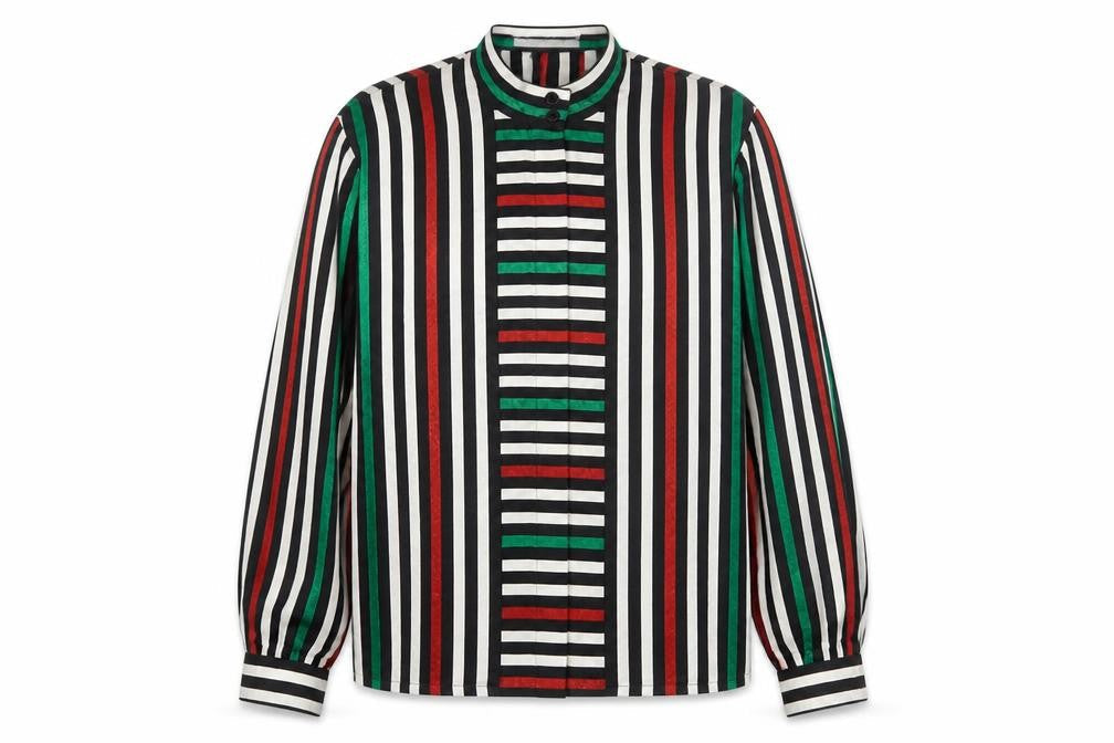 Jaeger Women Multicoloured Silk Striped Long Sleeve Blouse Size 10