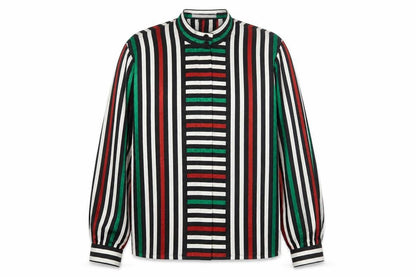 Jaeger Women Multicoloured Silk Striped Long Sleeve Blouse Size 10
