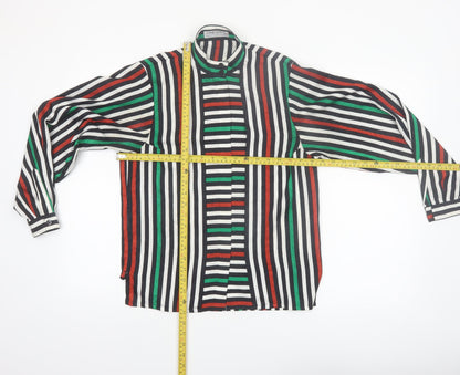 Jaeger Women Multicoloured Silk Striped Long Sleeve Blouse Size 10