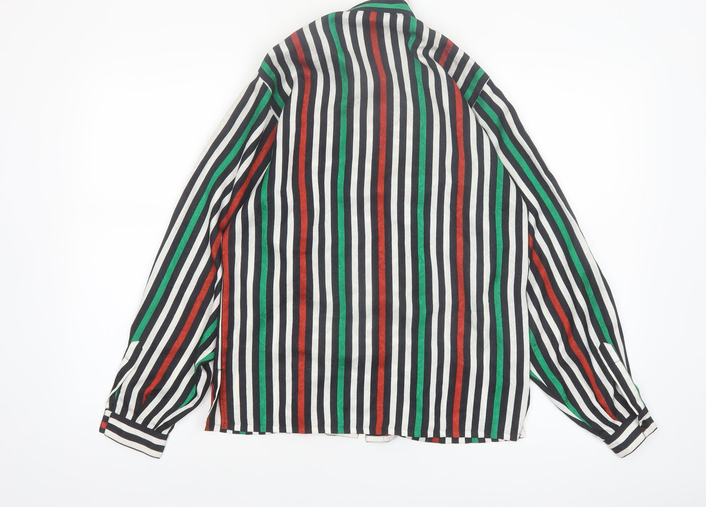 Jaeger Women Multicoloured Silk Striped Long Sleeve Blouse Size 10