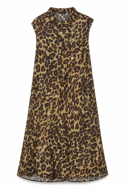 H&M Womens Beige Leopard Print A-Line Midi Skirt Size 4 Viscose