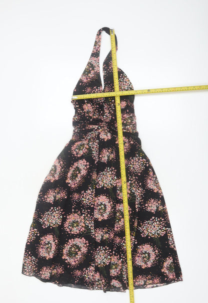 MNG Suit Women's Black Floral Halter Knee Length Dress Size 8