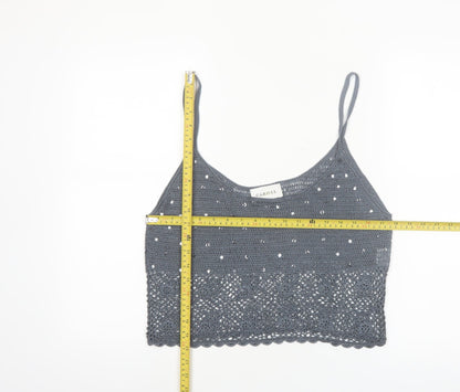 Caroll Women’s Grey Crochet Sequin Camisole Top Size 16