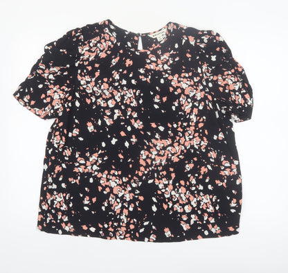 Whistles Women's Multicoloured Floral Short Sleeve Viscose Blouse UK14