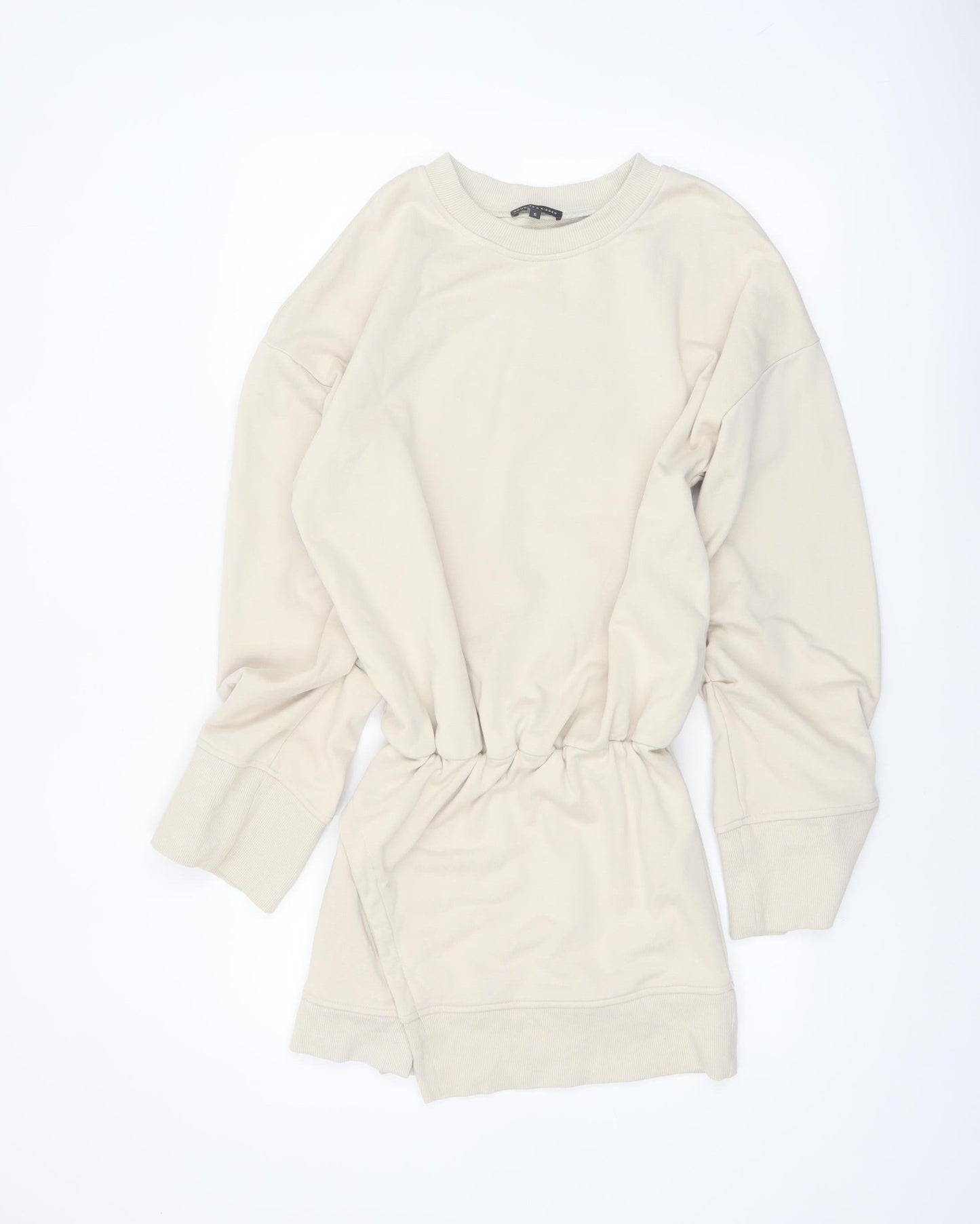 Noughts & Kisses Women’s Beige T-Shirt Dress S Long Sleeve Casual