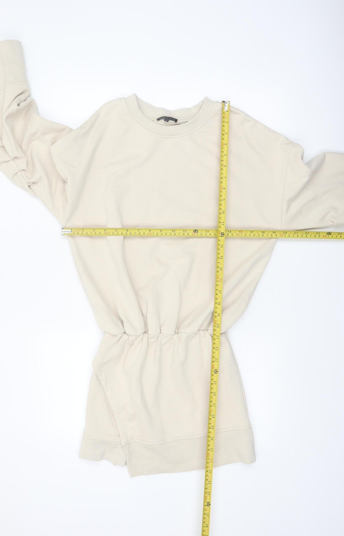 Noughts & Kisses Women’s Beige T-Shirt Dress S Long Sleeve Casual
