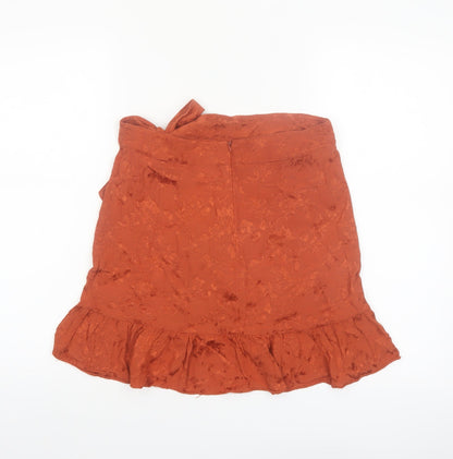 Urban Outfitters Womens Brown Wrap Ruffle Short Skirt L Viscose